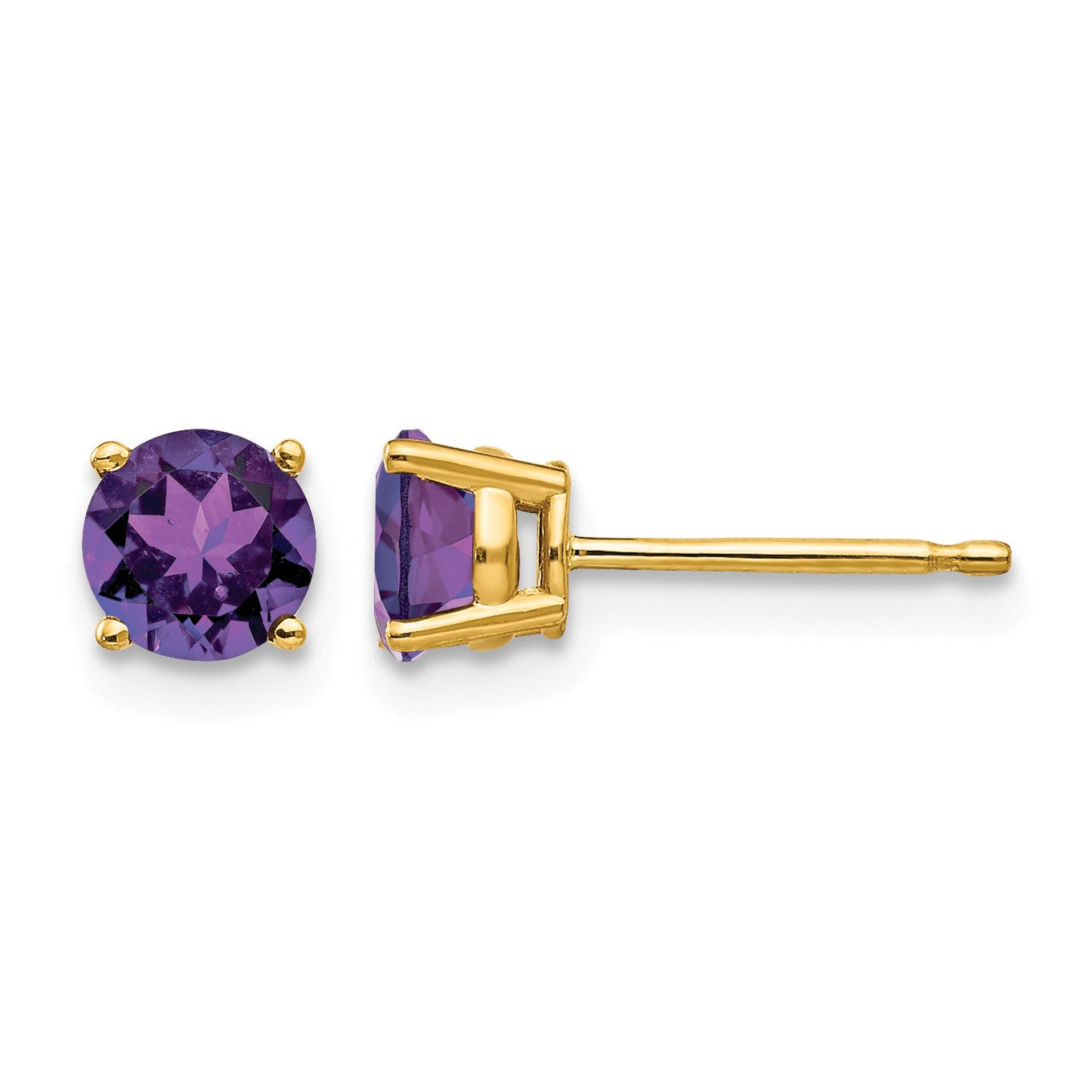 14k 5mm Round Amethyst Post Earrings