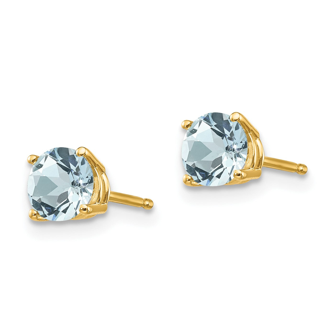 14k 5mm Round Aquamarine Post Earrings