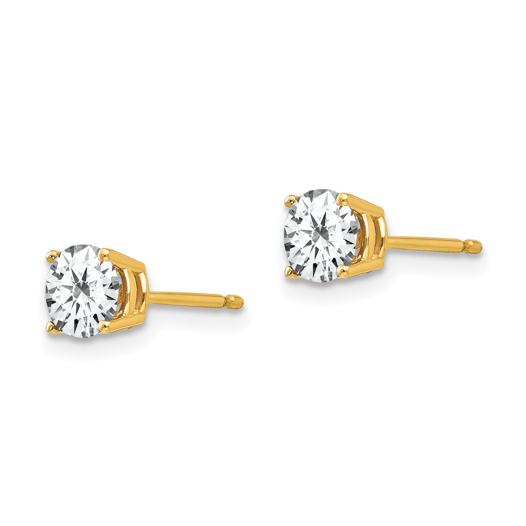 14k 5mm Round Cubic Zirconia Post Earrings