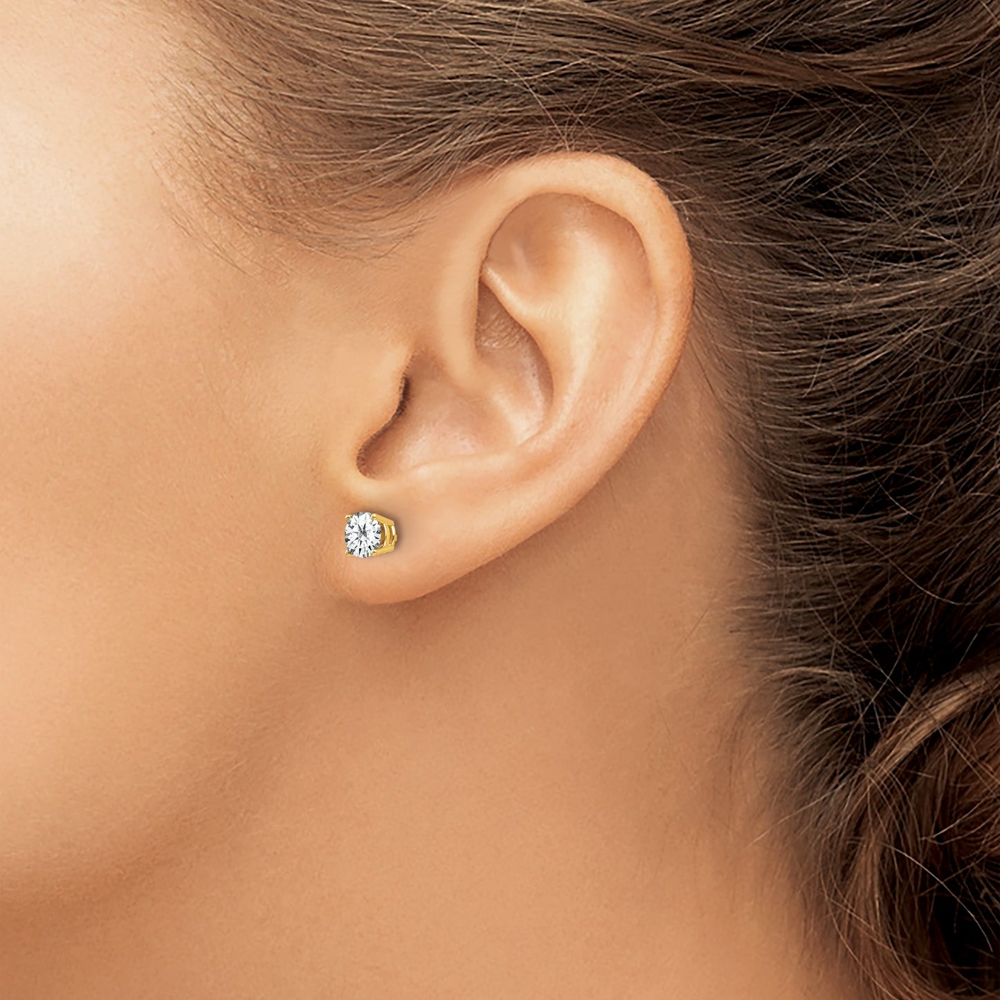 14k 5mm Round Cubic Zirconia Post Earrings