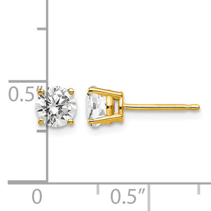 14k 5mm Round Cubic Zirconia Post Earrings