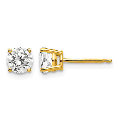 14k 5mm Round Cubic Zirconia Post Earrings