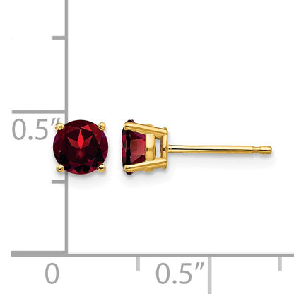 14k 5mm Round Garnet Post Earrings