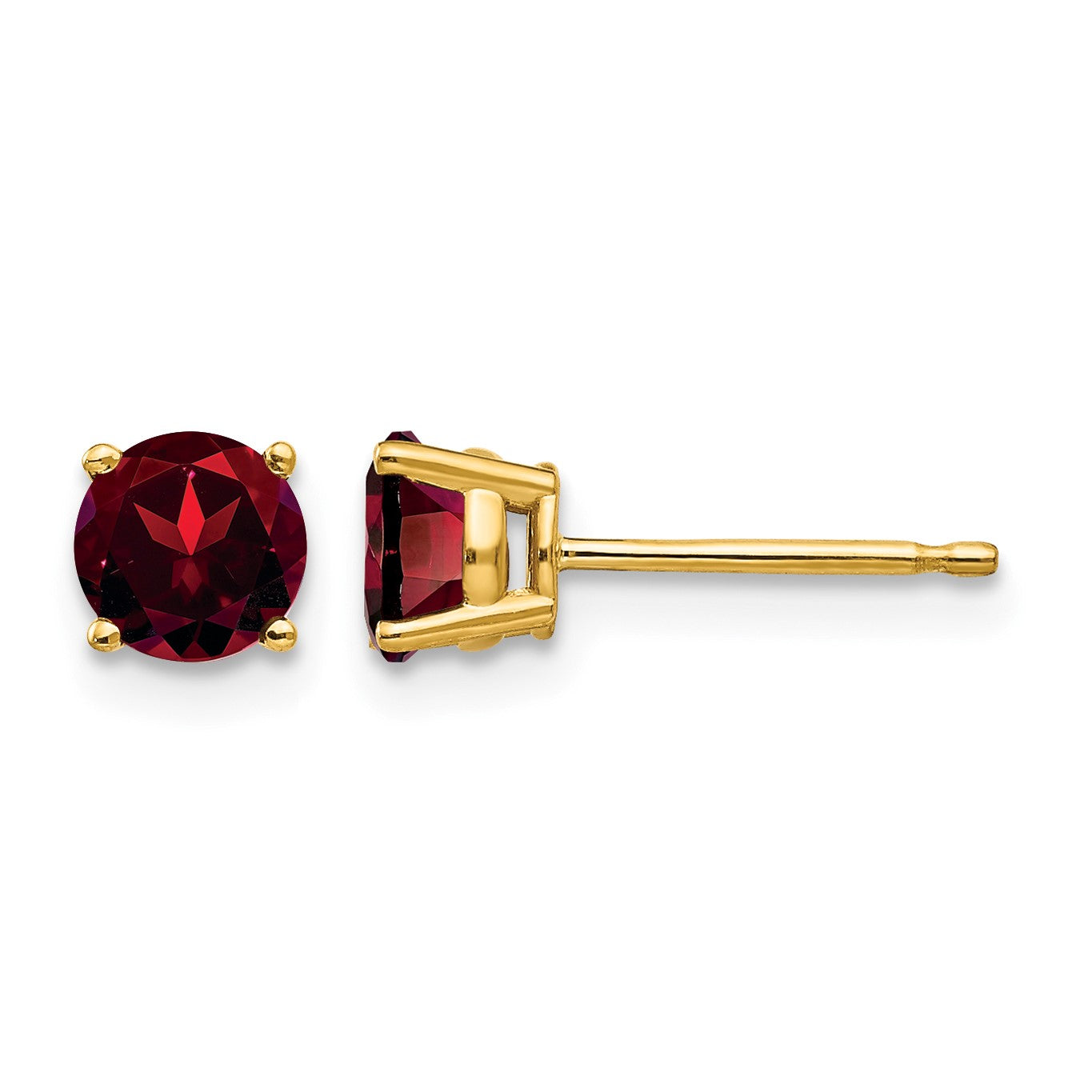 14k 5mm Round Garnet Post Earrings