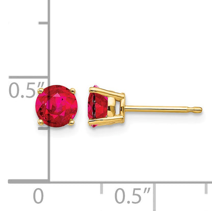 14k 5mm Round Ruby Post Earrings