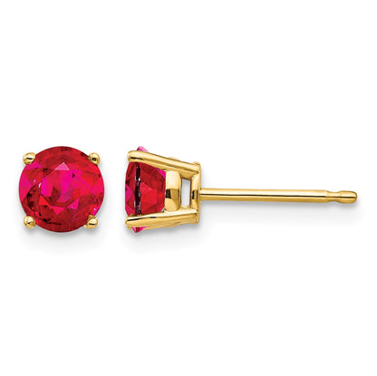 14k 5mm Round Ruby Post Earrings