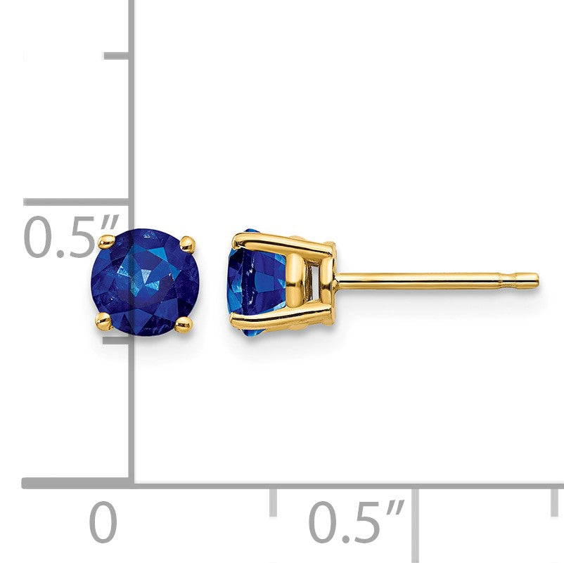 14k 5mm Round Sapphire Post Earrings