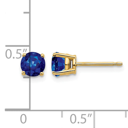 14k 5mm Round Sapphire Post Earrings