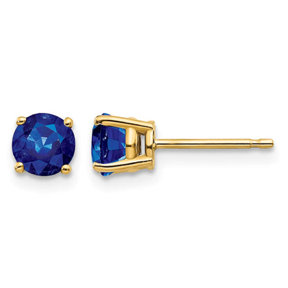 14k 5mm Round Sapphire Post Earrings