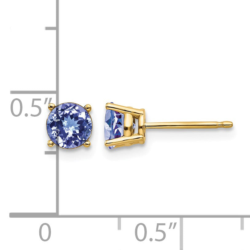 14k 5mm Round Tanzanite Post Earrings