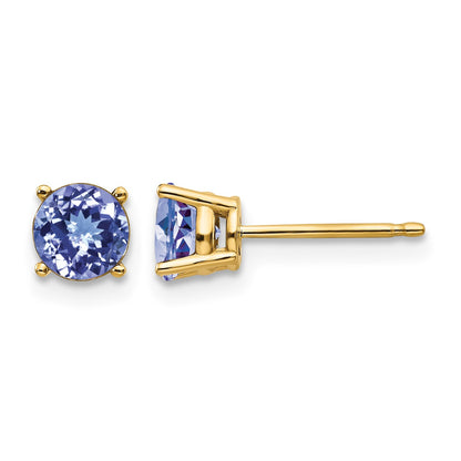 14k 5mm Round Tanzanite Post Earrings