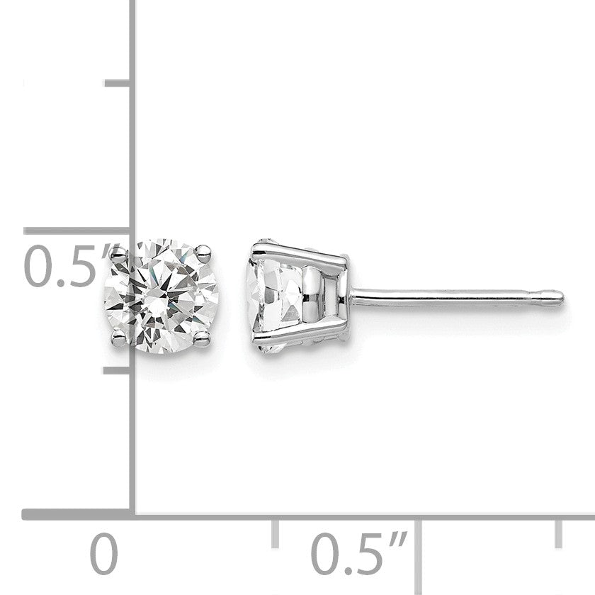 14k White Gold 5mm Round Cubic Zirconia Post Earrings