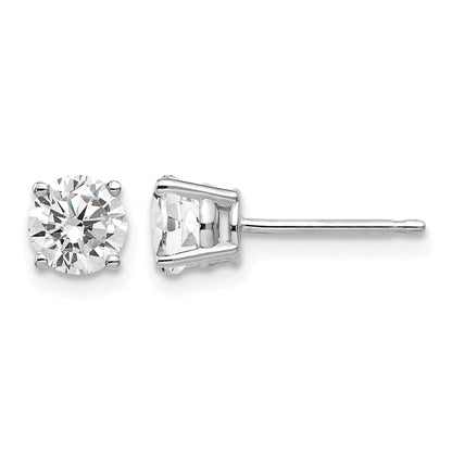14k White Gold 5mm Round Cubic Zirconia Post Earrings