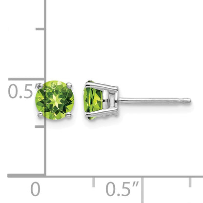 14k White Gold 5mm Round Peridot Post Earrings
