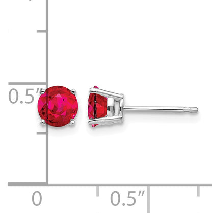14k White Gold 5mm Round Ruby Post Earrings