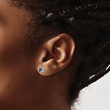 14k White Gold 5mm Round Sapphire Post Earrings