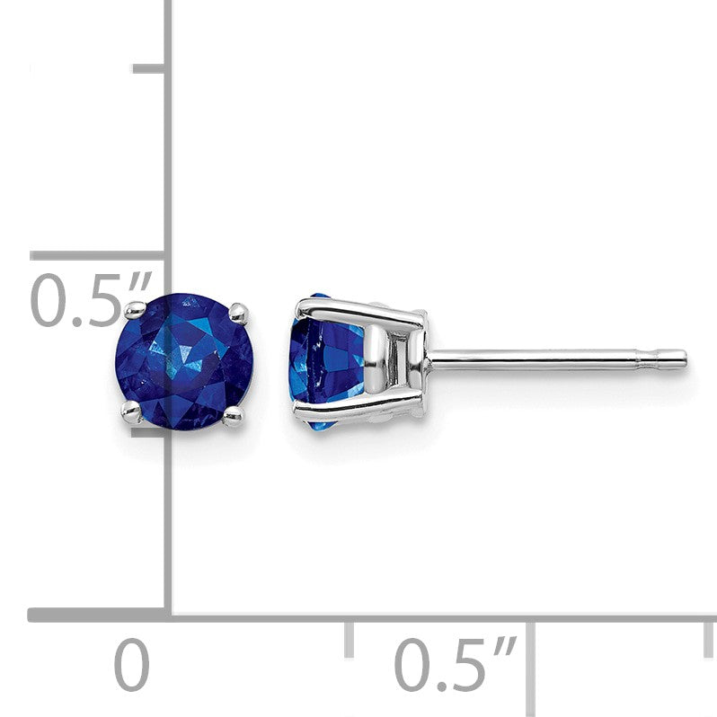 14k White Gold 5mm Round Sapphire Post Earrings