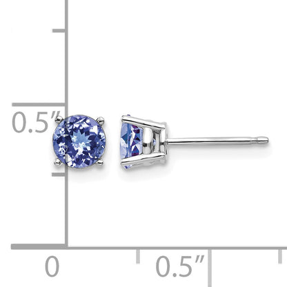 14k White Gold 5mm Round Tanzanite Post Earrings
