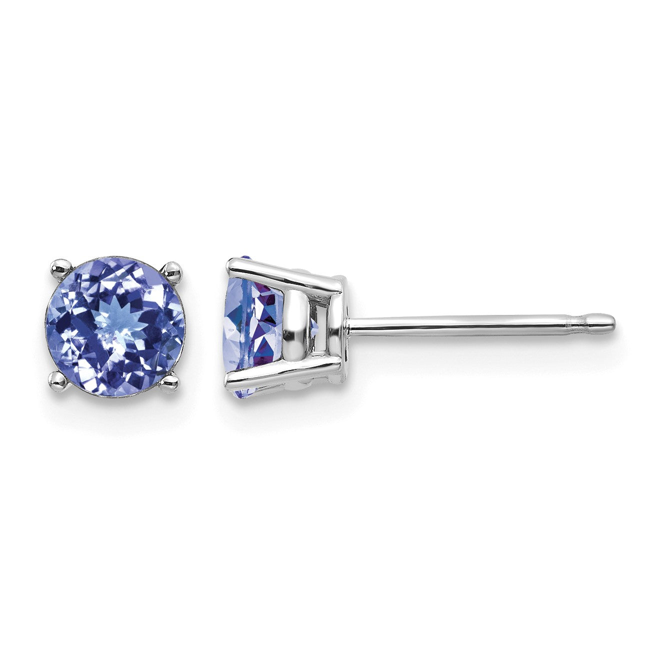 14k White Gold 5mm Round Tanzanite Post Earrings