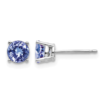 14k White Gold 5mm Round Tanzanite Post Earrings