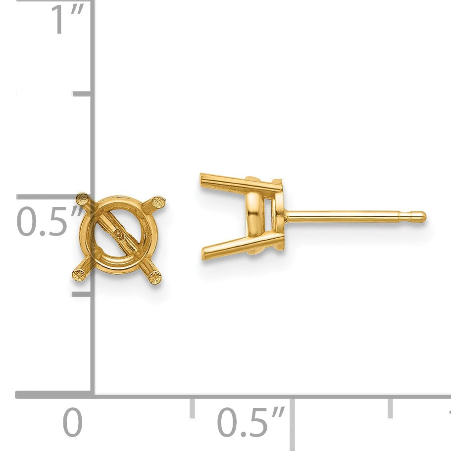 14k 6mm Round Post Earring Mountings