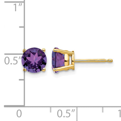 14k 6mm Round Amethyst Post Earrings
