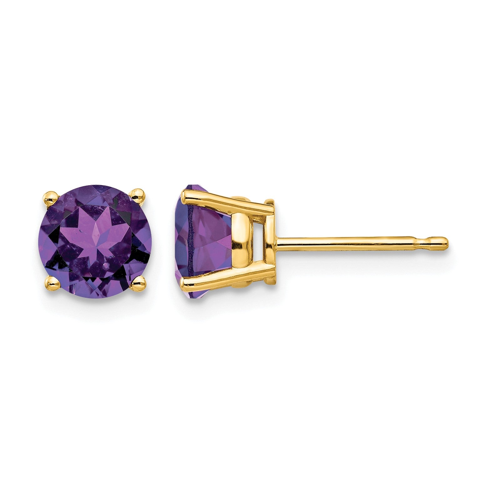 14k 6mm Round Amethyst Post Earrings