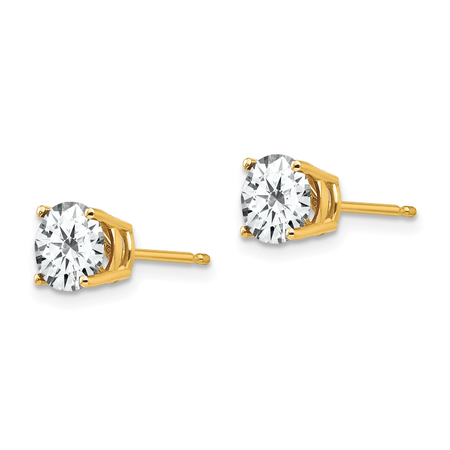 14k 6mm Round Cubic Zirconia Post Earrings