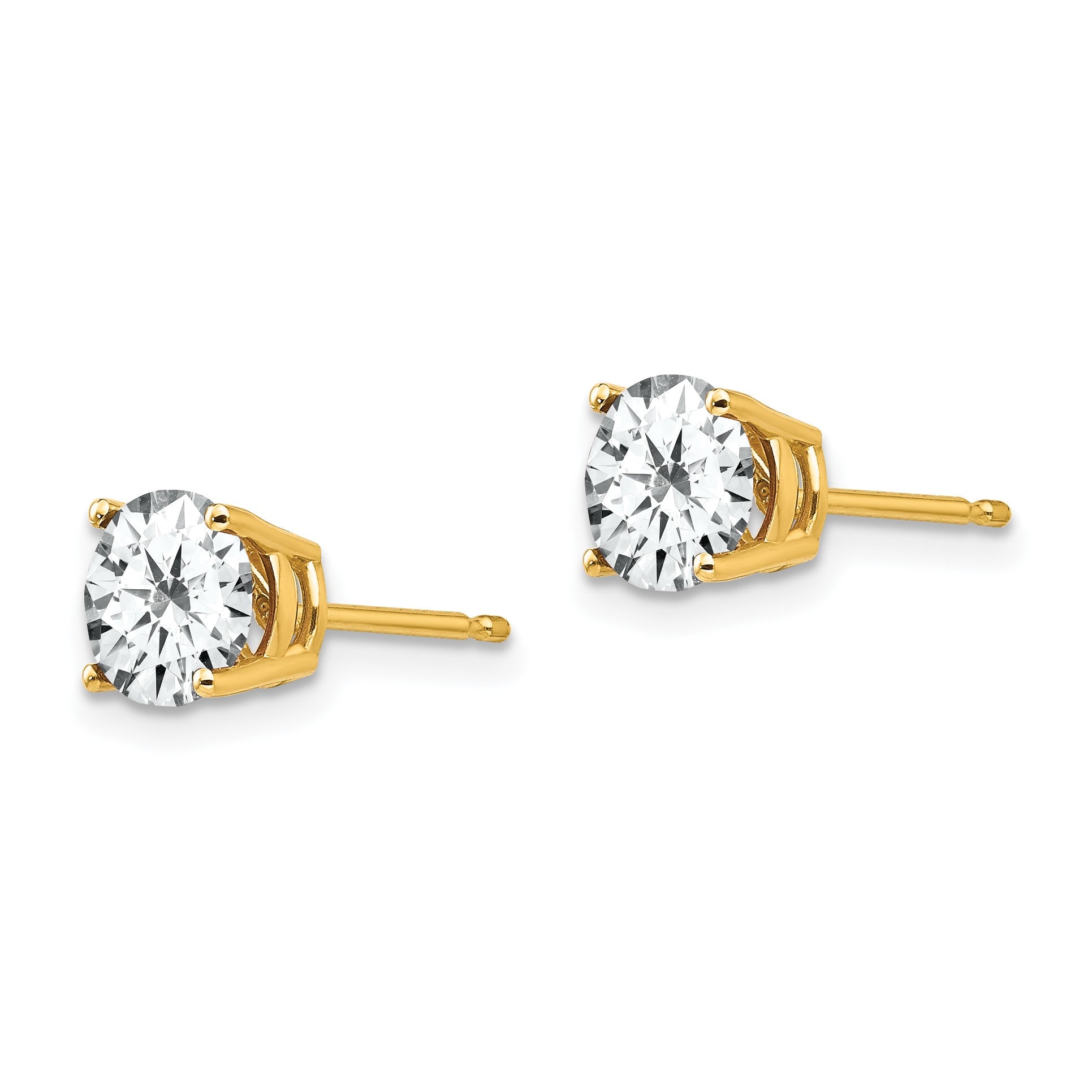 14k 6mm Round Cubic Zirconia Post Earrings