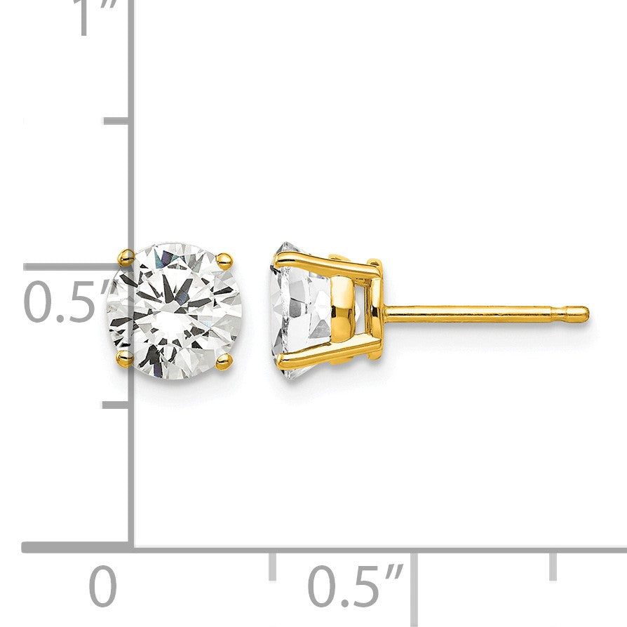 14k 6mm Round Cubic Zirconia Post Earrings