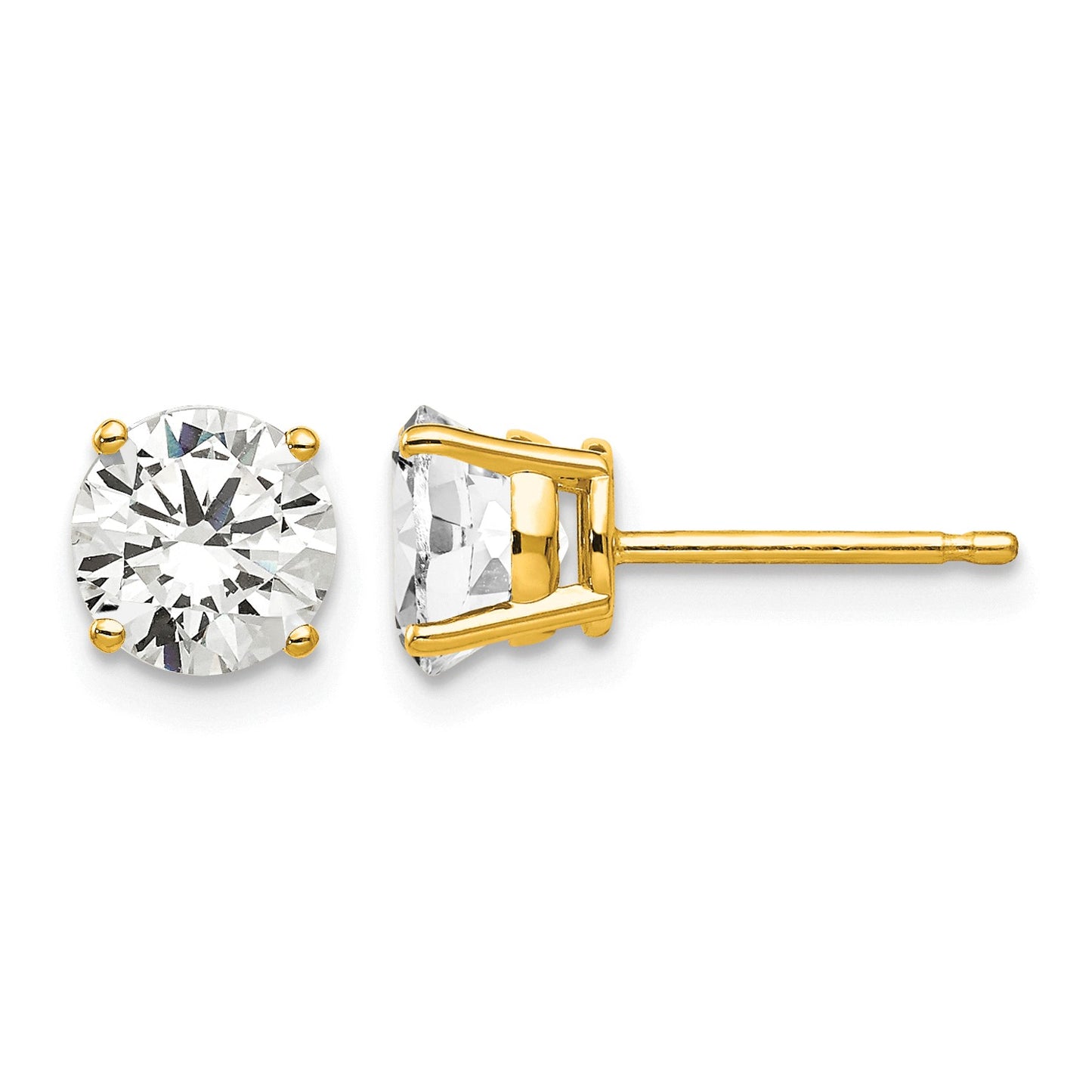 14k 6mm Round Cubic Zirconia Post Earrings