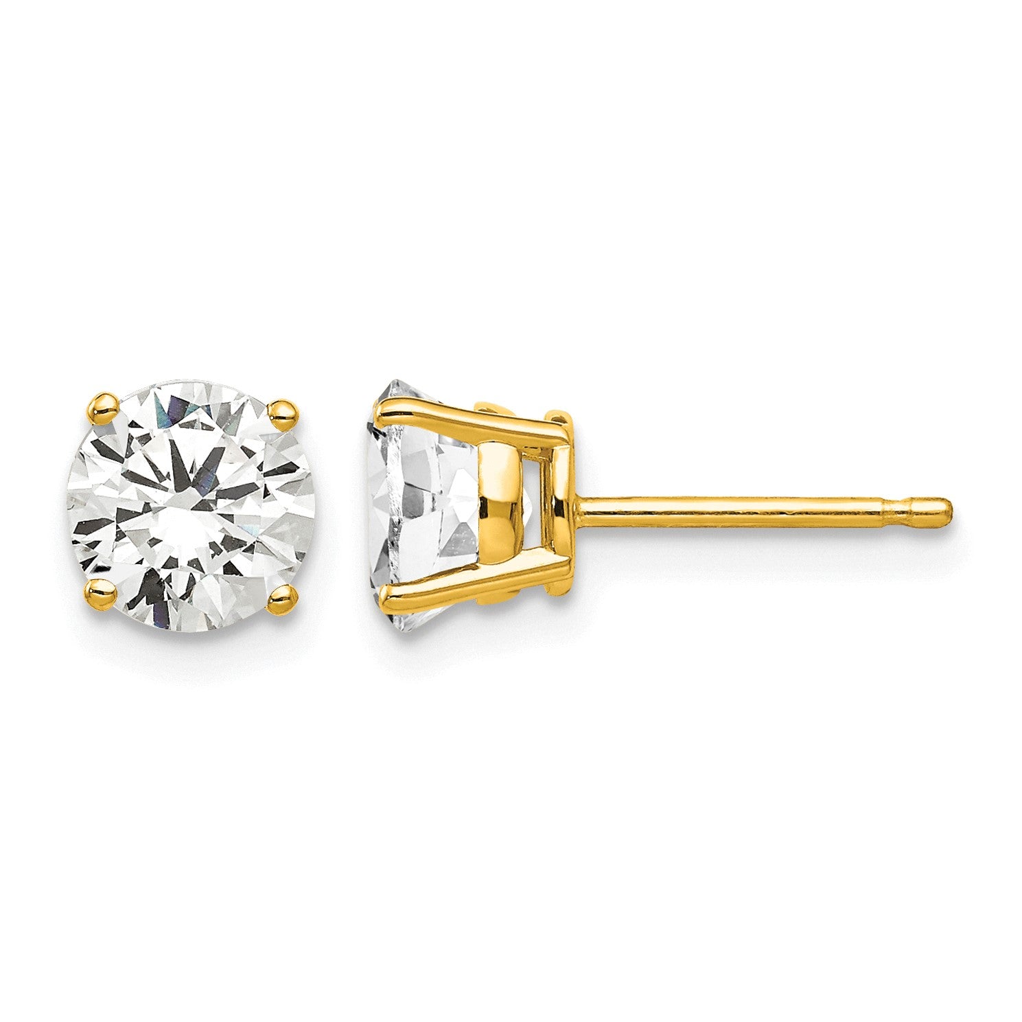 14k 6mm Round Cubic Zirconia Post Earrings