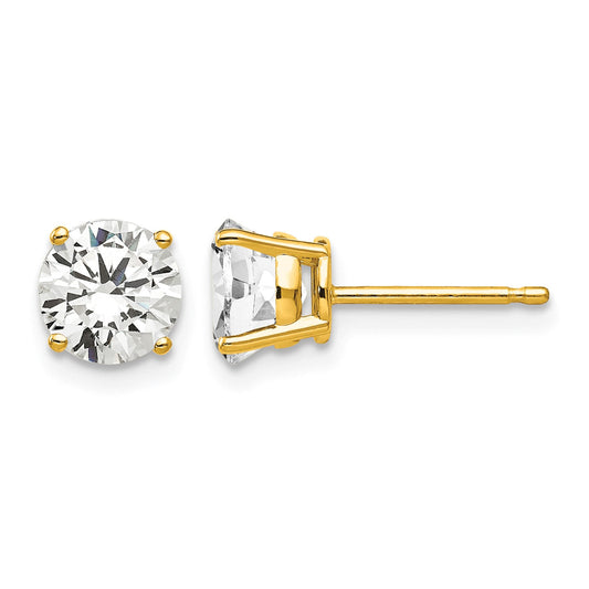 14k 6mm Round Cubic Zirconia Post Earrings