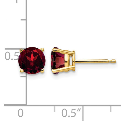 14k 6mm Round Garnet Post Earrings
