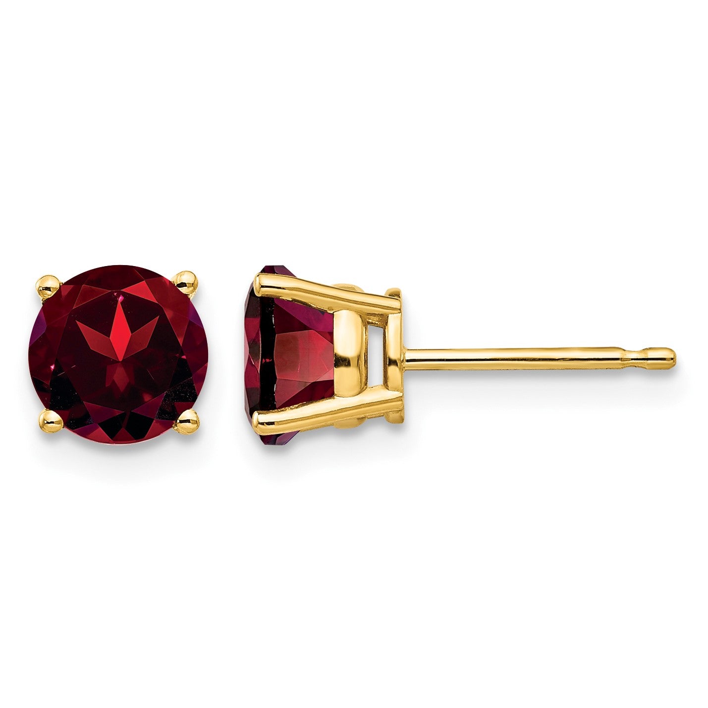 14k 6mm Round Garnet Post Earrings