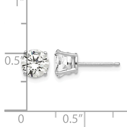 14k White Gold 6mm Round Cubic Zirconia Post Earrings
