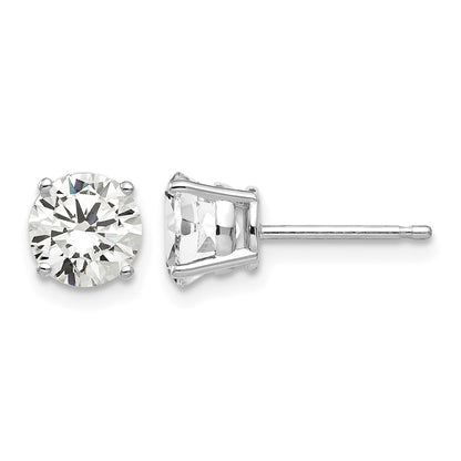 14k White Gold 6mm Round Cubic Zirconia Post Earrings