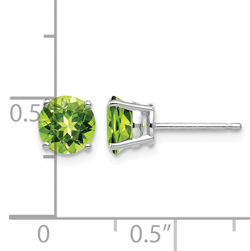 14k White Gold 6mm Round Peridot Post Earrings