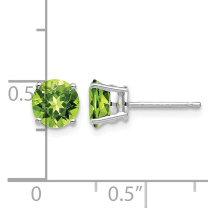 14k White Gold 6mm Round Peridot Post Earrings