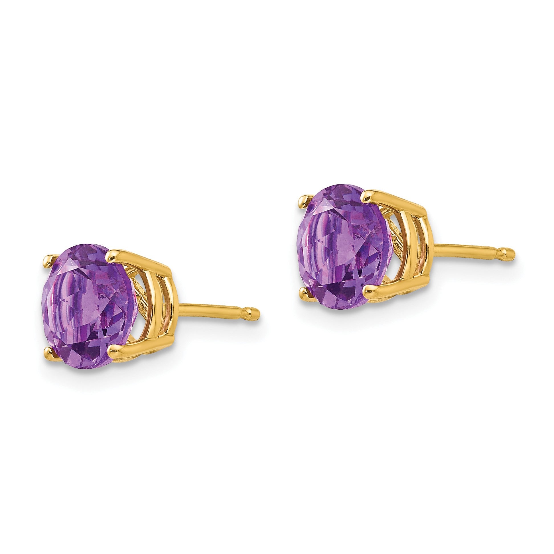 14k 7mm Round Amethyst Post Earrings