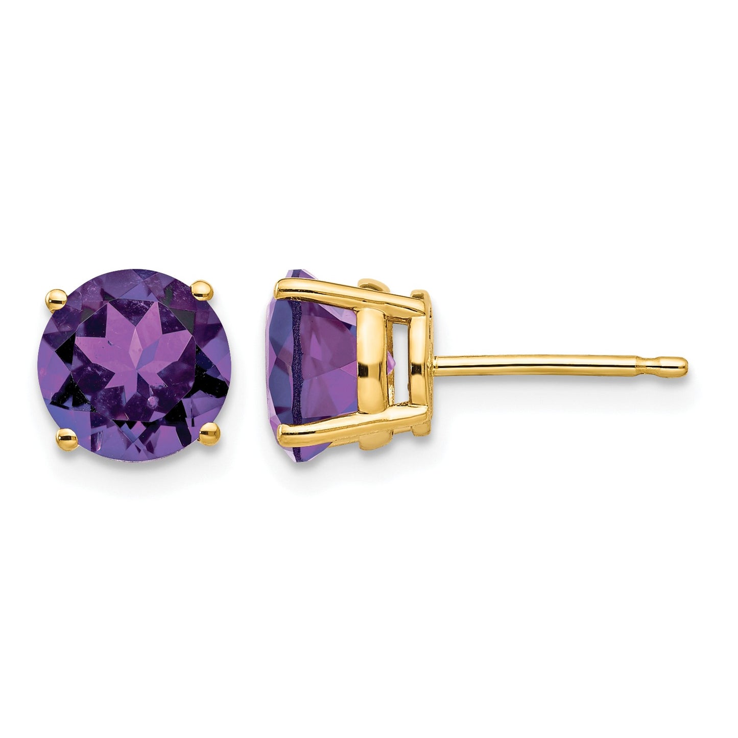 14k 7mm Round Amethyst Post Earrings