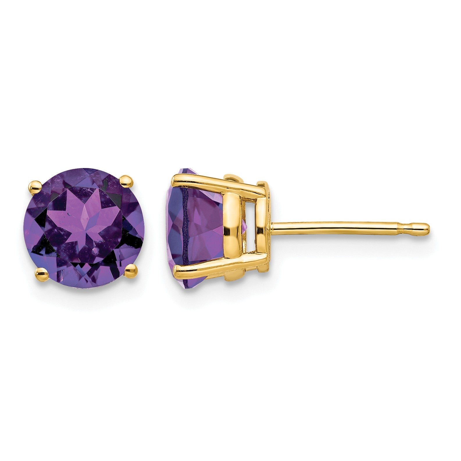 14k 7mm Round Amethyst Post Earrings