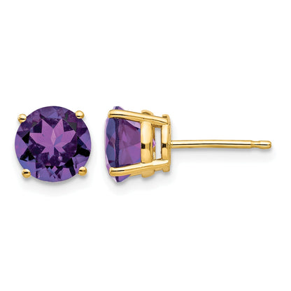 14k 7mm Round Amethyst Post Earrings