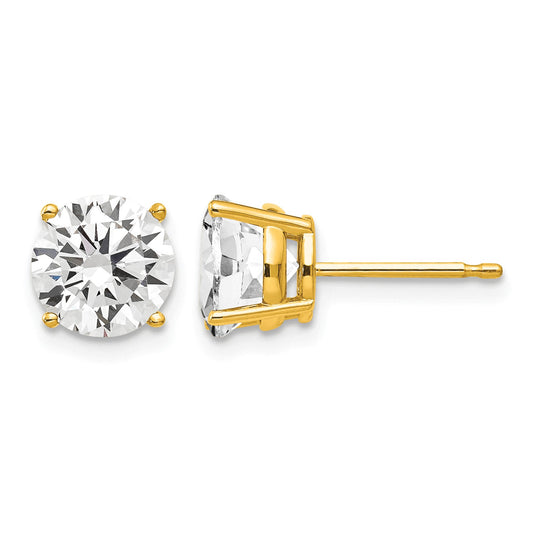 14k 7mm Cubic Zirconia Post Earrings