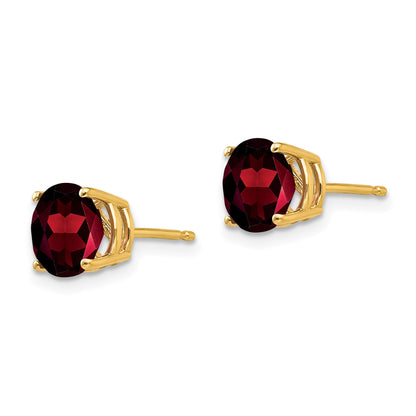 14k 7mm Round Garnet Post Earrings