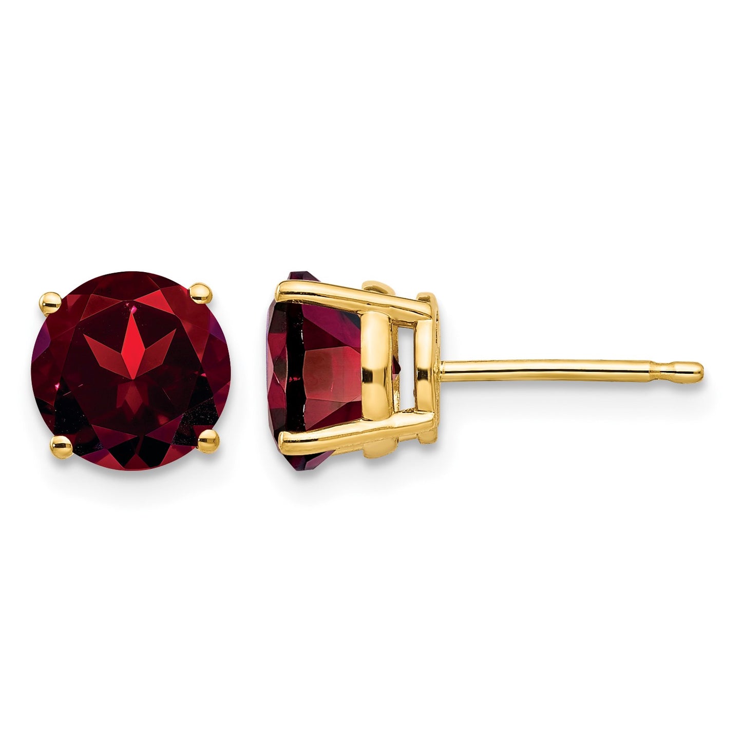 14k 7mm Round Garnet Post Earrings