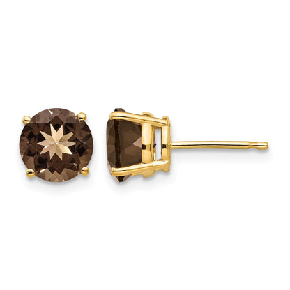 14k 7mm Round Smoky Quartz Post Earrings