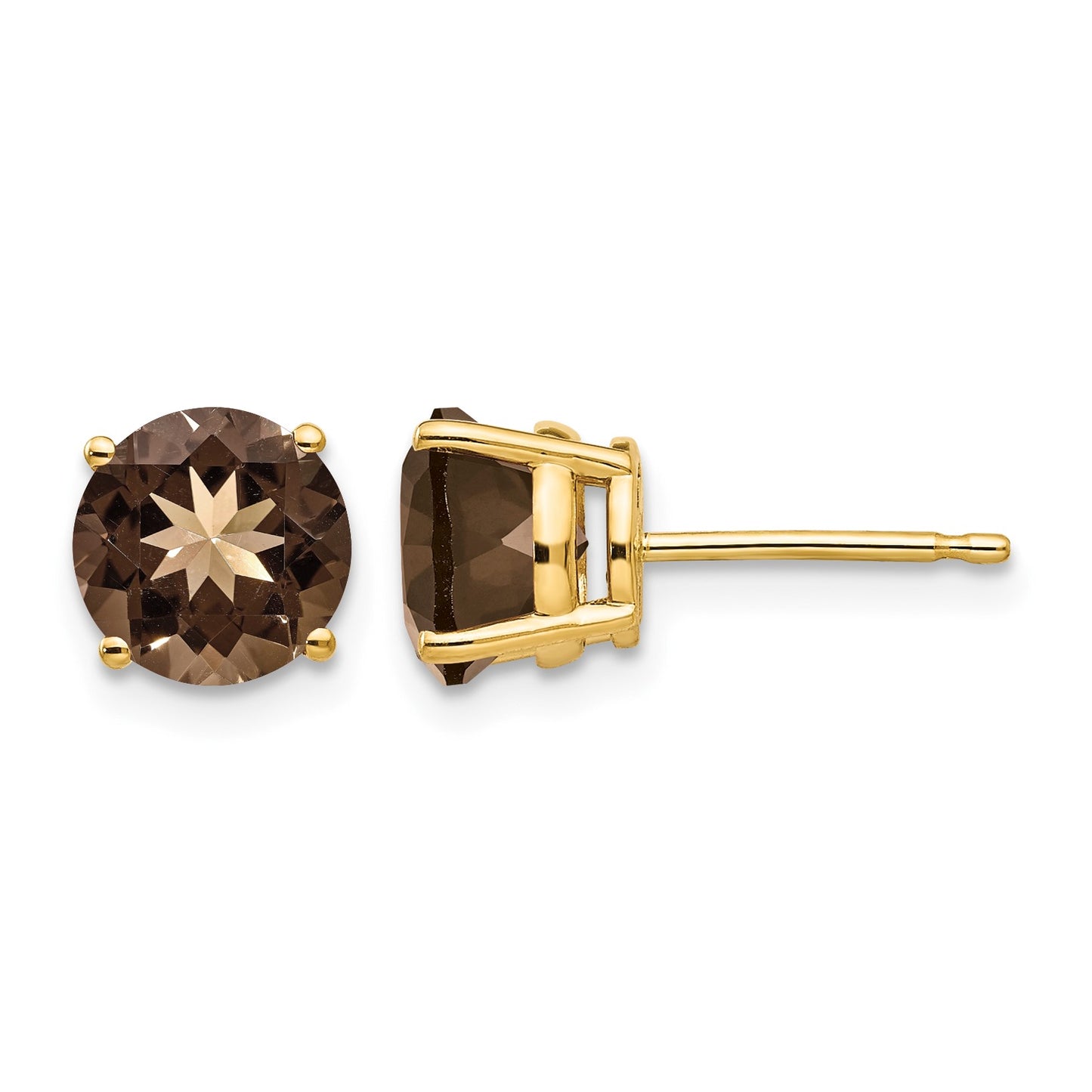 14k 7mm Round Smoky Quartz Post Earrings