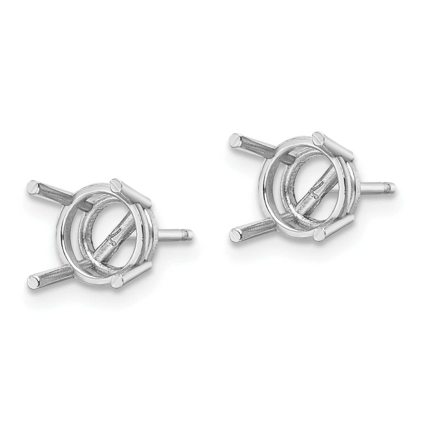 14k White Gold 7mm Round Post Earring Mountings