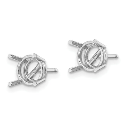 14k White Gold 7mm Round Post Earring Mountings